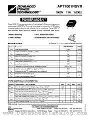 APT1001RSVR datasheet pdf Advanced Power Technology
