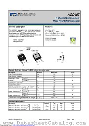 AOD407 datasheet pdf Alpha & Omega Semiconductor