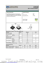 AOD450 datasheet pdf Alpha & Omega Semiconductor