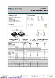 AOD607A datasheet pdf Alpha & Omega Semiconductor