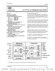 AK4543 datasheet pdf Asahi Kasei Microsystems