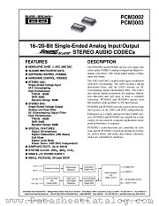 PCM3002, PCM3003 datasheet pdf Burr Brown