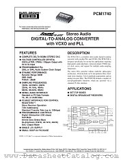PCM1740 datasheet pdf Burr Brown