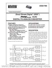 DSD1700 datasheet pdf Burr Brown