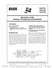 DAC701, DAC702, DAC703 datasheet pdf Burr Brown