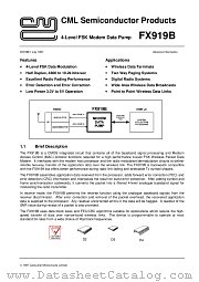 FX919B datasheet pdf CONSUMER MICROCIRCUITS LIMITED