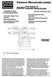 FX707 datasheet pdf CONSUMER MICROCIRCUITS LIMITED