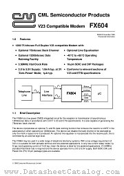 FX604 datasheet pdf CONSUMER MICROCIRCUITS LIMITED