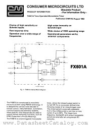 FX601A datasheet pdf CONSUMER MICROCIRCUITS LIMITED