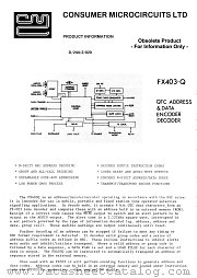 FX403 datasheet pdf CONSUMER MICROCIRCUITS LIMITED