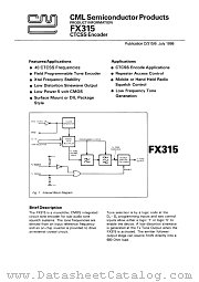 FX315 datasheet pdf CONSUMER MICROCIRCUITS LIMITED