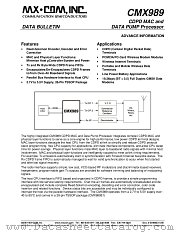 CMX989 datasheet pdf CONSUMER MICROCIRCUITS LIMITED