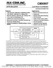 CMX867 datasheet pdf CONSUMER MICROCIRCUITS LIMITED