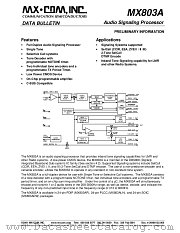MX803A datasheet pdf CONSUMER MICROCIRCUITS LIMITED
