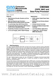 CMX989 datasheet pdf CONSUMER MICROCIRCUITS LIMITED