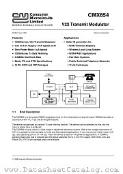 CMX654 datasheet pdf CONSUMER MICROCIRCUITS LIMITED
