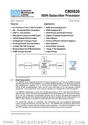 CMX635 datasheet pdf CONSUMER MICROCIRCUITS LIMITED