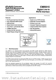 CMX615 datasheet pdf CONSUMER MICROCIRCUITS LIMITED