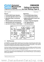 CMX602B datasheet pdf CONSUMER MICROCIRCUITS LIMITED