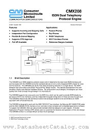 CMX208 datasheet pdf CONSUMER MICROCIRCUITS LIMITED