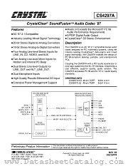 CS4297A datasheet pdf Cirrus Logic