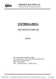 EM78803A datasheet pdf ELAN Microelectronics