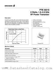 PTB20216 datasheet pdf Ericsson Microelectronics