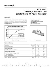 PTB20051 datasheet pdf Ericsson Microelectronics