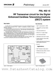 PBL40215 datasheet pdf Ericsson Microelectronics