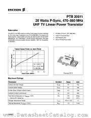 PTB20011 datasheet pdf Ericsson Microelectronics