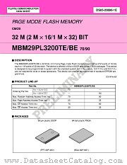 MBM29PL3200BE70 datasheet pdf Fujitsu Microelectronics