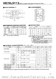 HD74LS113 datasheet pdf Hitachi Semiconductor