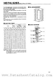 HD74LS283 datasheet pdf Hitachi Semiconductor