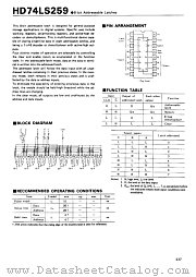 HD74LS259 datasheet pdf Hitachi Semiconductor