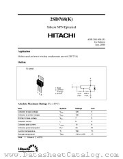 2SD768(K) datasheet pdf Hitachi Semiconductor