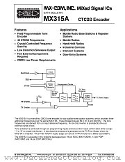 MX315A datasheet pdf MXCOM