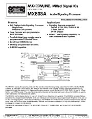 MX803A datasheet pdf MXCOM
