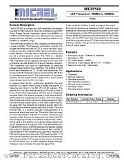 MICRF500 datasheet pdf Micrel Semiconductor