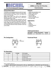 MIC922 datasheet pdf Micrel Semiconductor