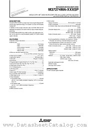 M37274MA-XXXSP datasheet pdf Mitsubishi Electric Corporation
