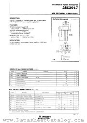 2SC3017 datasheet pdf Mitsubishi Electric Corporation