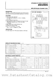 2SC2905 datasheet pdf Mitsubishi Electric Corporation