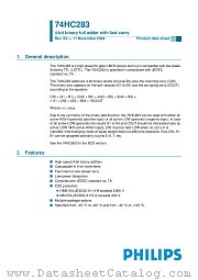 74HC283D datasheet pdf NXP Semiconductors