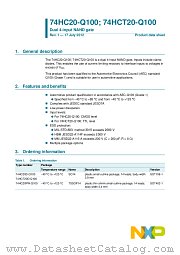74HC20PW-Q100 datasheet pdf NXP Semiconductors