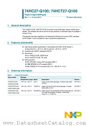 74HC27D-Q100 datasheet pdf NXP Semiconductors