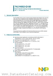74LV4052PW-Q100 datasheet pdf NXP Semiconductors