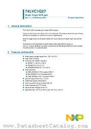 74LVC1G27GN datasheet pdf NXP Semiconductors