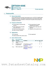 BTA204-600E datasheet pdf NXP Semiconductors