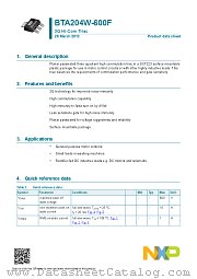 BTA204W-600F datasheet pdf NXP Semiconductors