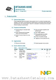 BTA208S-600E datasheet pdf NXP Semiconductors